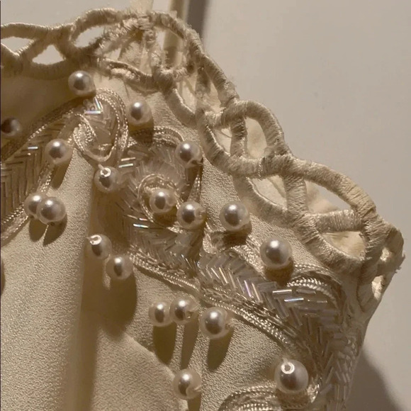 Alyce Paris Ivory White Pearl & Sequin Shell Top - Picture 6 of 8